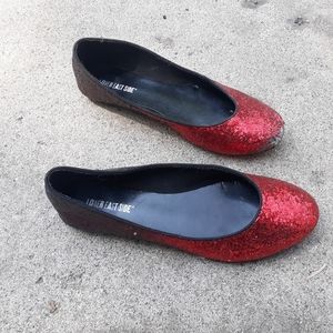 Red fade glittered flats size 42